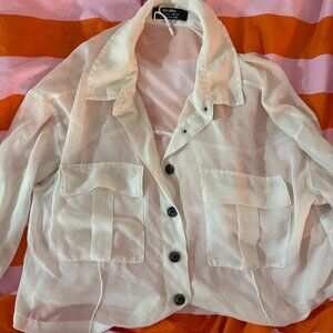 Sheer Cream Blouse from Bershka Size S